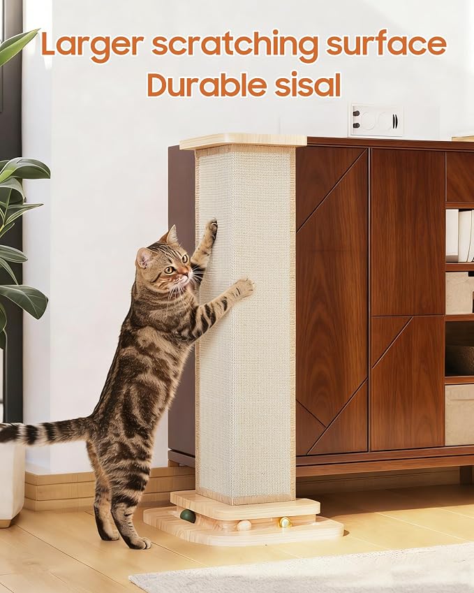 Corner Cat Scratcher with Track Balls, Replaceable Sisal Scratch Pad - Image 4