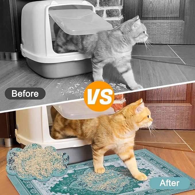 Glittme Cat Litter Mat with Non-Slip Bottom Litter Box Mat 33"X22" Litter - Image 3
