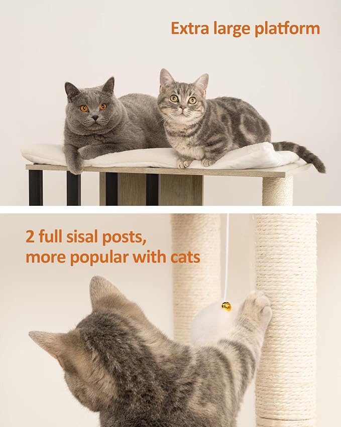 FourFurPets 43.8in 3-Tier Modern Cat Tree Tower Condo, Cat Scratch Posts - Image 4