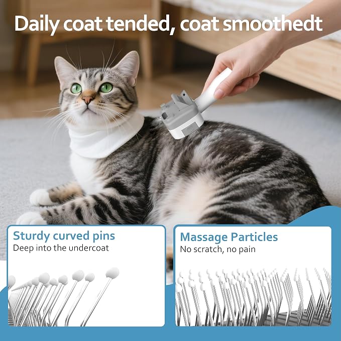 Pet Steam Brush for Dogs & Cats, 3-in-1 Steam Grooming Brush for Shedding & - Image 4