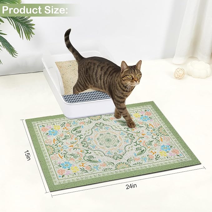Glittme Cat Litter Mat with Non-Slip Bottom Litter Box Mat 24"X15" Litter - Image 2