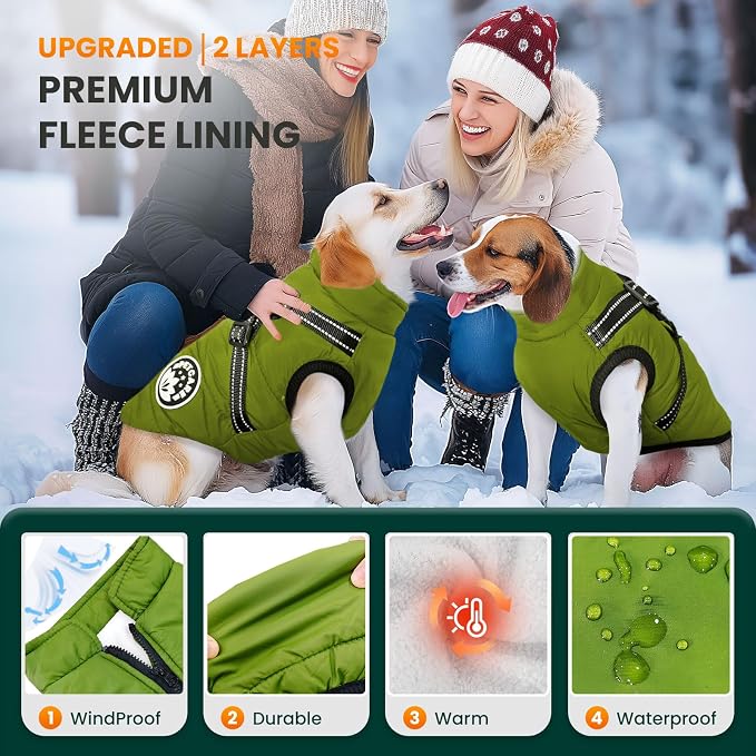 PETCARE Winter Dog Coat with Harness Built in Waterproof Dog Jackets Warm Pet - Image 2