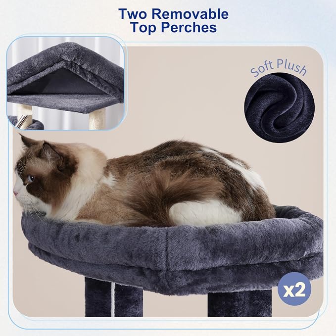 Tall Cat Tree, Large Cat Tower for Adult Cats, 80.7'' Heavy-Duty Cat Tree House - Image 5