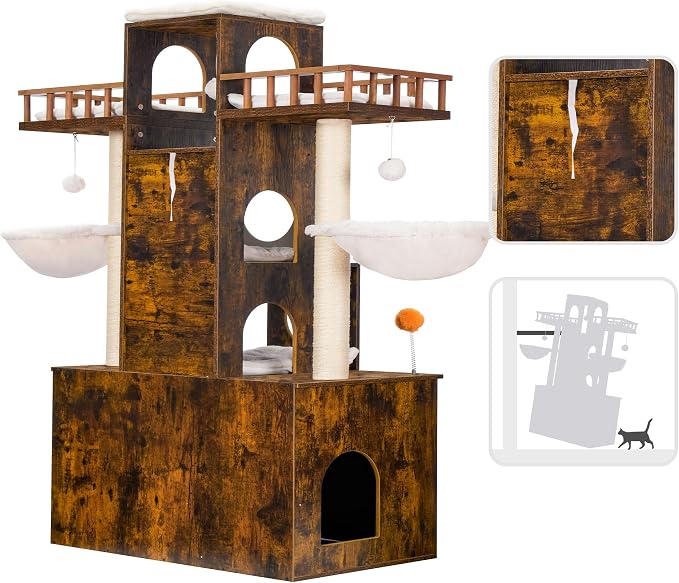 Heybly Cat Tree with Litter Box Enclosure - Image 8