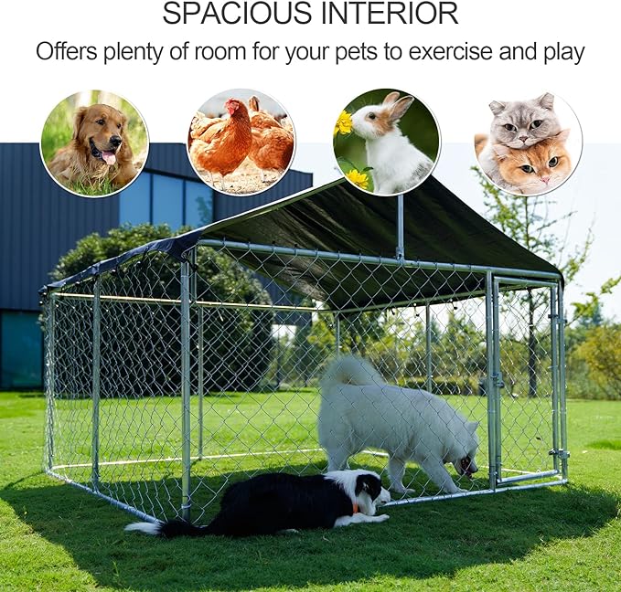 Petonly Outdoor Dog Enclosure Heavy Duty Dog Kennel House Mesh Dog Big Cage Pet - Image 3