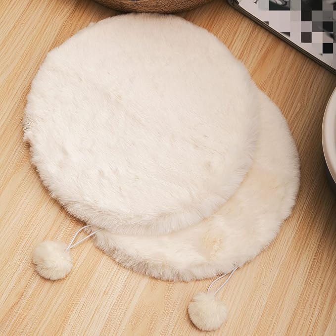 SHENGOCASE 2-Pack 14" Round Faux Rabbit Fur Cat Dog Bed Cushion Pad Mat by SHENGOCASE
