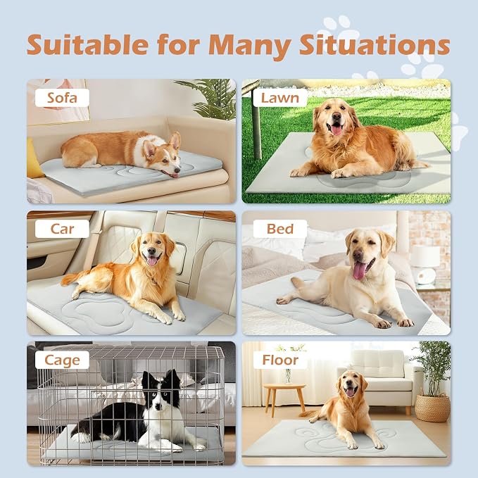 EXPAWLORER Reversible Dog Bed Mat Large 47”x28” Pet Cooling & Plush Fleece Side - Image 6