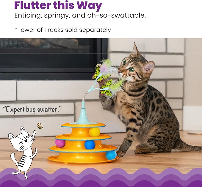 Catstages 2-in-1 Bouncy Flutter Bug Spring Cat Toy – Interactive Standalone or - Image 2