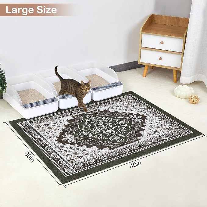 Glittme Cat Litter Mat with Non-Slip Bottom Litter Box Mat 40"X30" Litter - Image 2