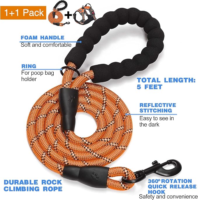 No Pull Dog Harness Adjustable Reflective Oxford Easy Control Medium Large Dog - Image 2