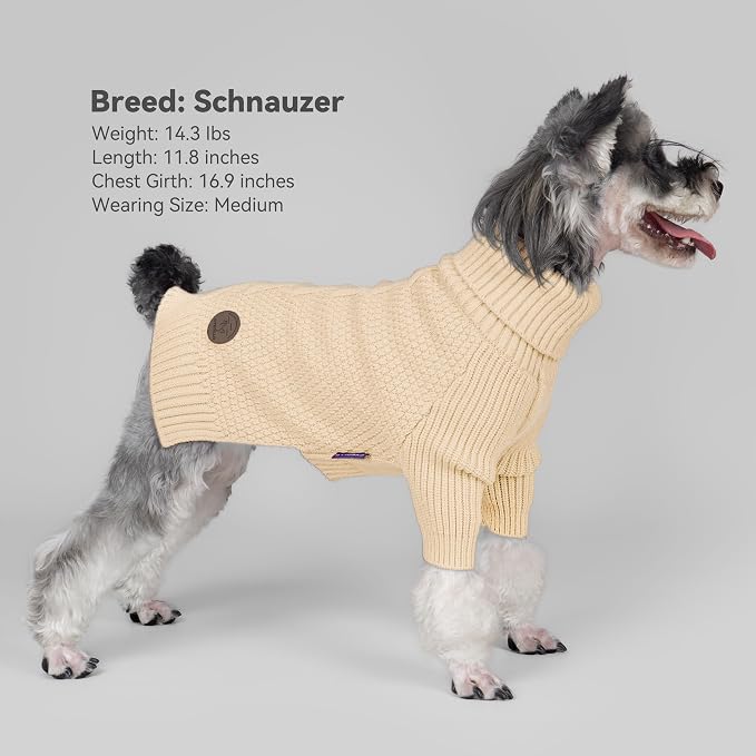 cyeollo Small Dog Sweater with Long Sleeves Turtleneck Knitted Sweaters Winter - Image 2