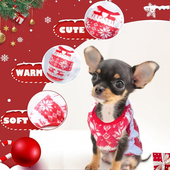 2 Pieces Teacup Dog Clothes Dog Christmas Outfit Puppy Sweater - Image 2