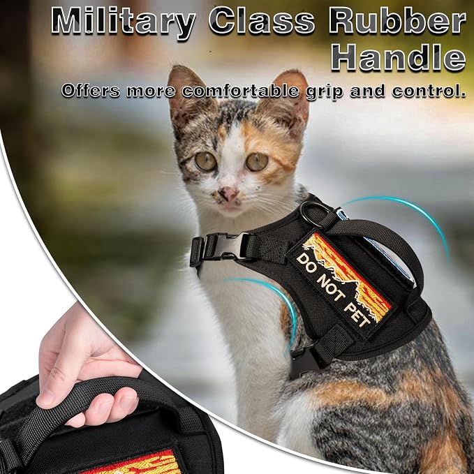 Tactical Cat Harness for Walking, Adjustable Escape Proof Pet Vest for Large Cat - Image 2