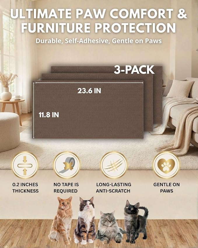Trimmable Self-Adhesive Cat Scratch Mat, DIY Climb Scratcher - Image 6