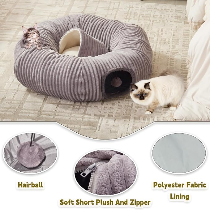 Cat Tunnel Bed for Indoor Cats, Cat Donut Tunnel Toy - Image 3