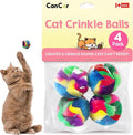 Cat Crinkle Balls 1.5 Inch | 4 Pack | Soft Lightweight Indoor Cat Toys by CanCorInnovations