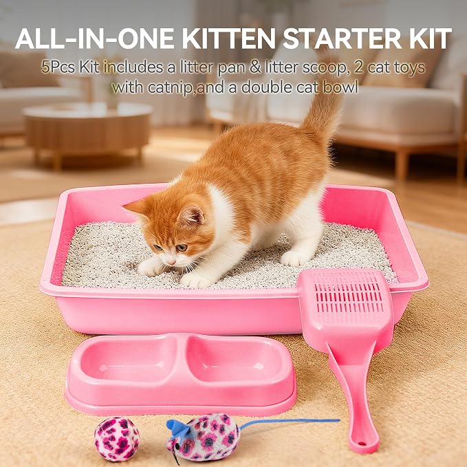PAWISE Cat Litter Box Set, Small Kitten Starter Kit, Includes Litter Box - Image 2