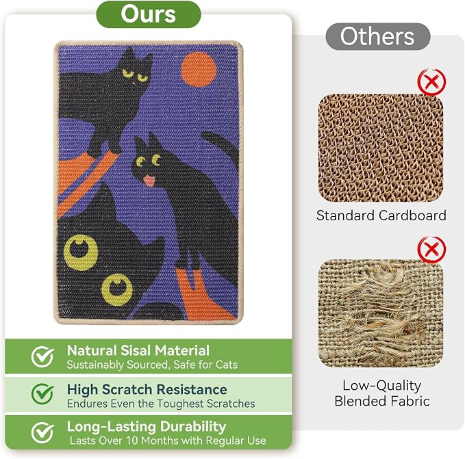 3-in-1 Sisal Cat Scratcher Mat 23.6x15.7'' Protects Carpet Couch & Furniture - Image 4