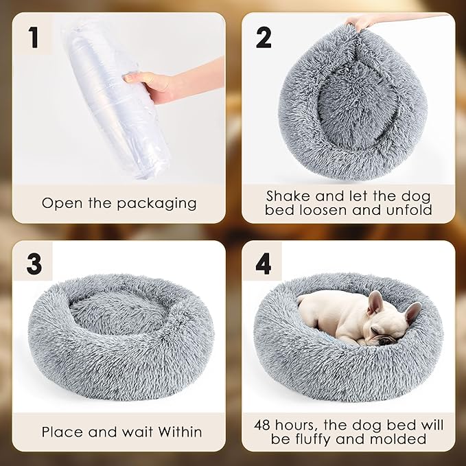 Hoewina Dog & Cat Bed for Indoor Cats, 20in Calming Donut Bed for Puppy and - Image 7