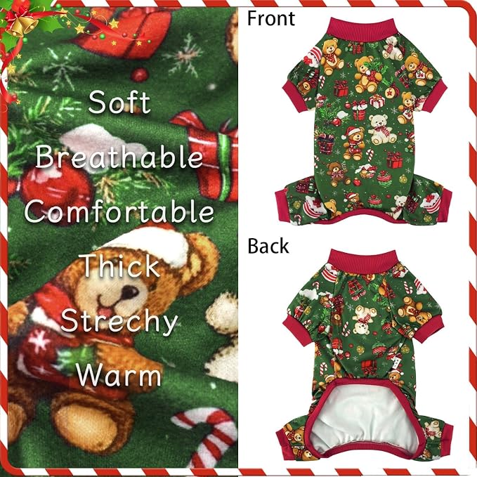 Xpudac 4 Pack Dog Christmas Pajamas Reindeer Puppy Clothes Cute Santa Claus Dog - Image 4