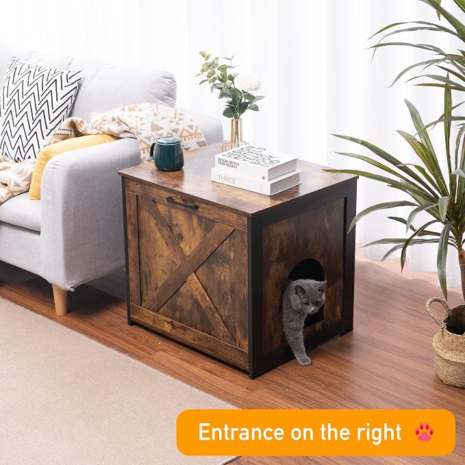 Dwanton Cat Litter Box Furniture Hidden, Cat Litter Box Enclosure, Reversible - Image 6
