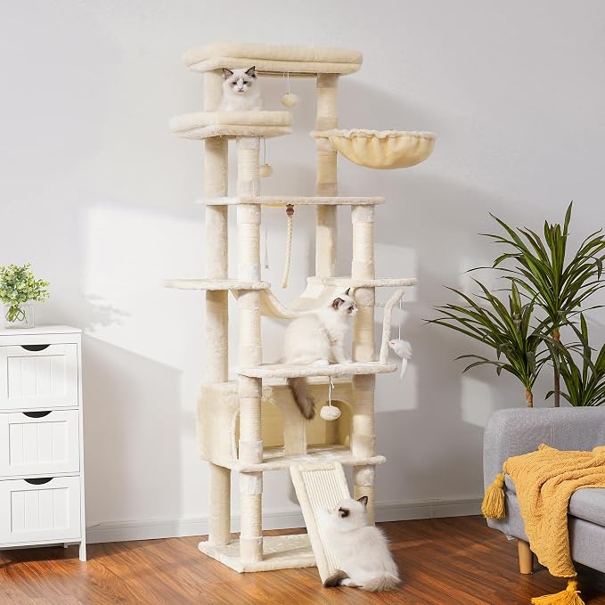 Heybly Tall Cat Tree, 78-inch Multi-Level Cat Tower - Image 9