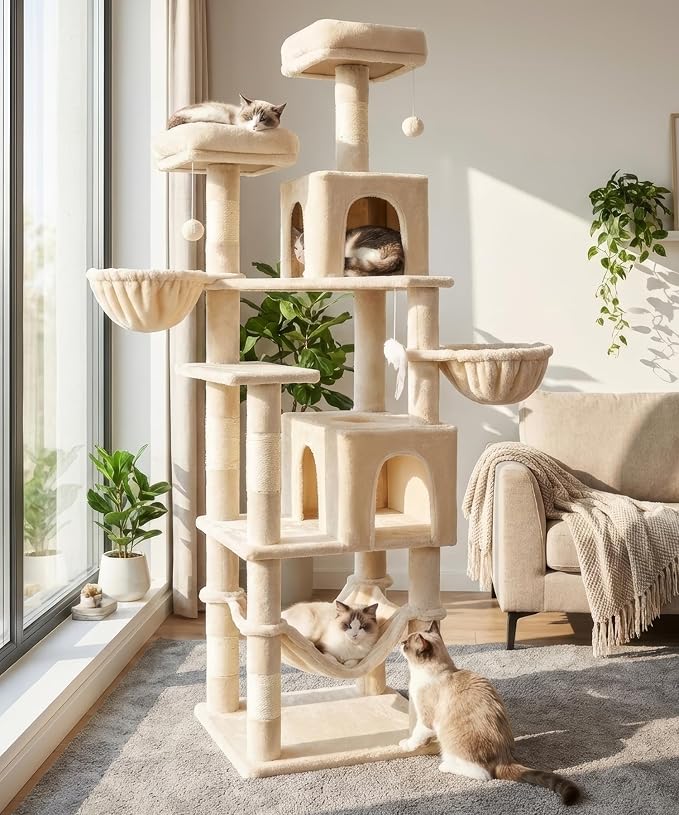 AMHANCIBLE Tall Cat Tree, 70 Inch Cat Tower by AMHANCIBLE