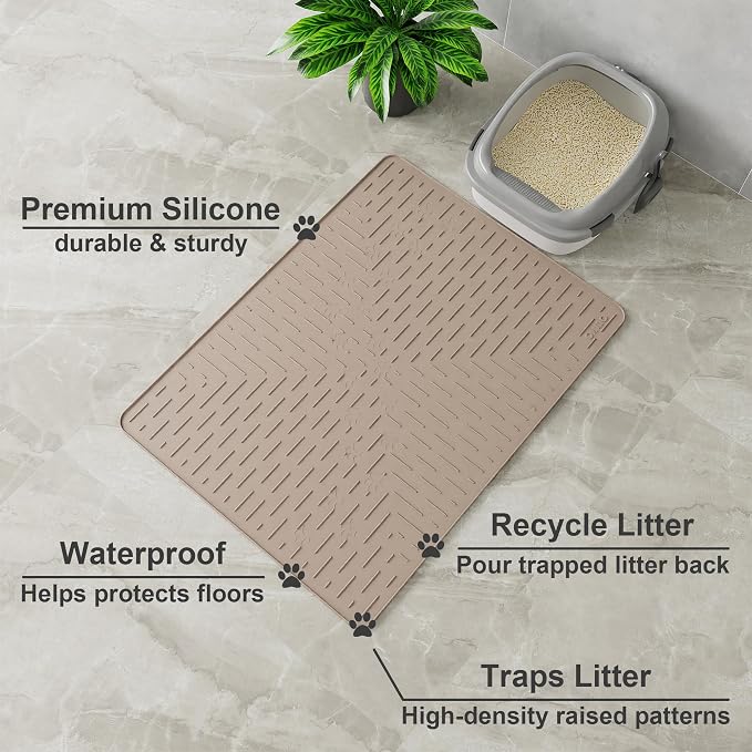 OHMO Cat Litter Mat Large Trapping Mat Premium Silicone Rubber 31.5x23.6 - Image 2