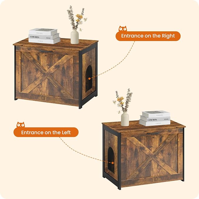 Dwanton Cat Litter Box Furniture Hidden, Cat Litter Box Enclosure, Reversible - Image 5