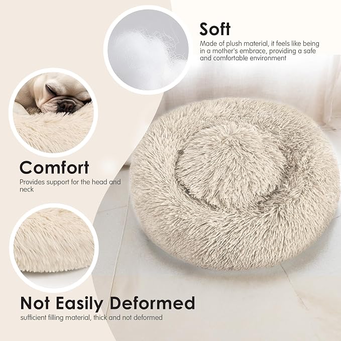 Dogs Bed for Small Dogs, Anti-Anxiety Washable Round Bed - Image 4