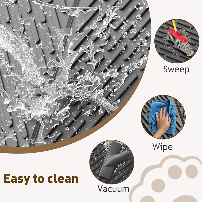 Cat Litter Mat with Grooves & Raised Edge, Urineproof/Waterproof, Litter - Image 3