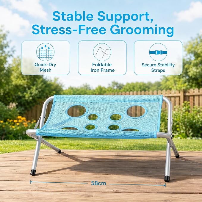 Grooming Pet Bath Stand Mesh Bathing Station, Blue - Image 3