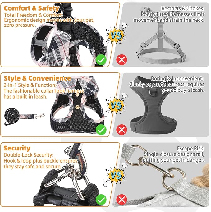 KOOLTAIL Small Dog Harness and Leash Set, Cute Puppy Harness, Step in No Pull - Image 5