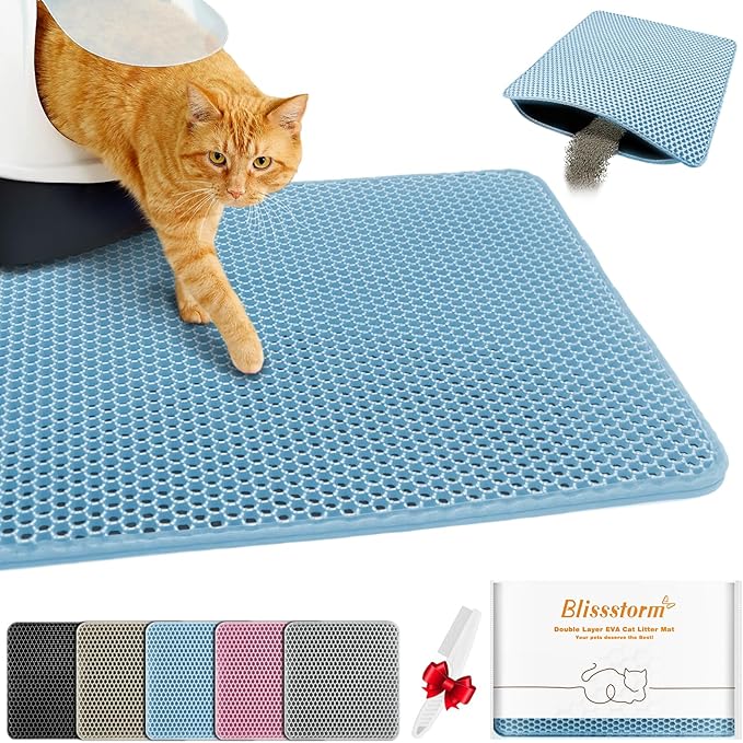 Waterproof Cat Litter Mat, Double Layer EVA, Odor-Free Large Grid, Urine Proof by BLISSSTORM