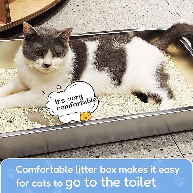 LIHONG Stainless Steel Cat Litter Box, Large Metal Litter Box - Image 6