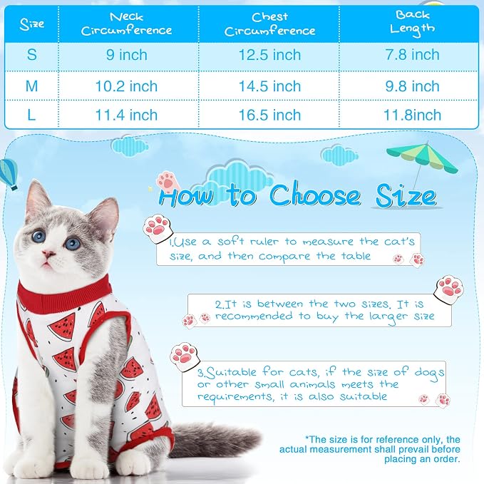 Nuanchu 3 Pieces Cat Recovery Suit Kitten Recovery Suit E-Collar Alternative - Image 3