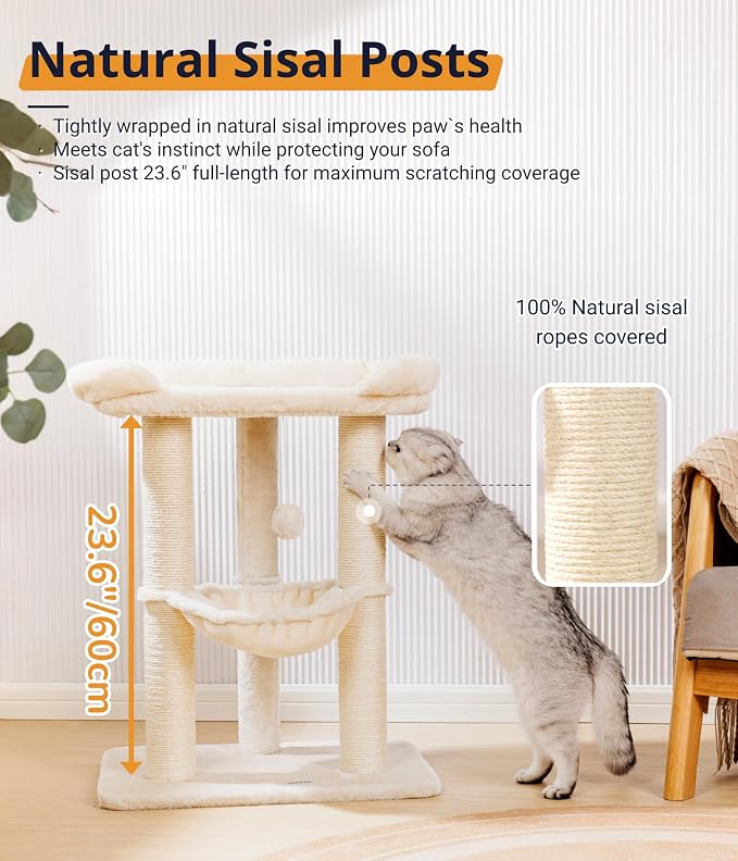 Happi N Pets 28" Cat Tree Tower, Tall Cat Scratching Post - Image 7