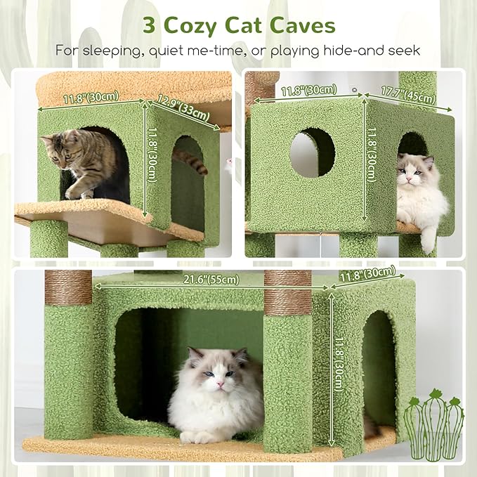 Globlazer Large Cat Tree, 80 inch Multi-Level Cactus Tall Climbing Tower Kitty - Image 2