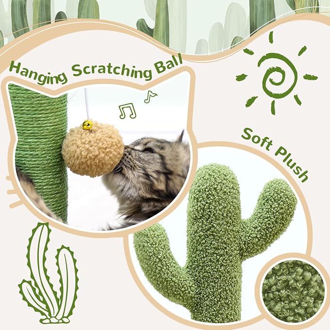 Globlazer Tall Scratching Post for Cats, Cactus Cat Scratching Post Cat - Image 3