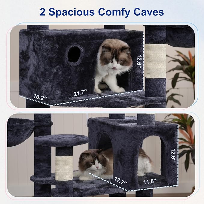 Tall Cat Tree, Large Cat Tower for Adult Cats, 80.7'' Heavy-Duty Cat Tree House - Image 2