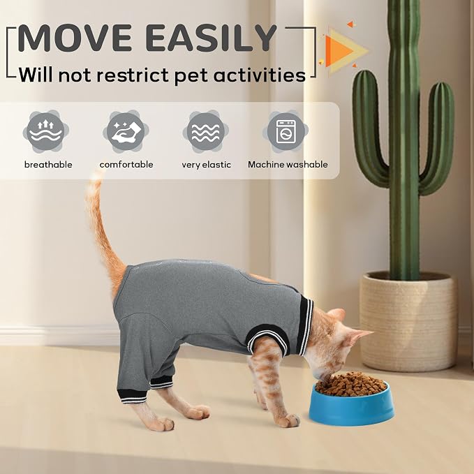 PUMYPOREITY Cat Recovery Suit for Hind Legs, Cat Surgical Spay Suit - Image 3