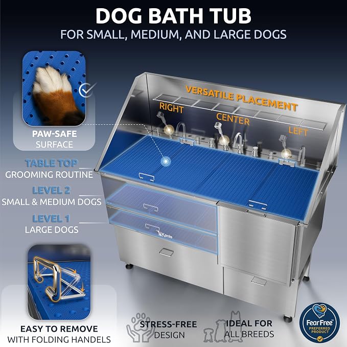 KANIS Professional Dog Washing Station 304 Stainless Steel Pet Wash Sink - Image 6