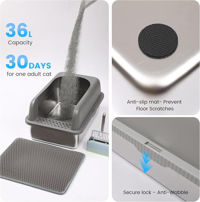 Stainless Steel XL Cat Litter Box - Image 2