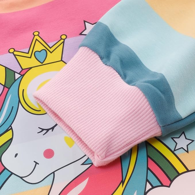Little Girls Unicorn Outfits 2 Piece Kids Ruffle Sleeve Sweatshirt + Leggings - Image 6