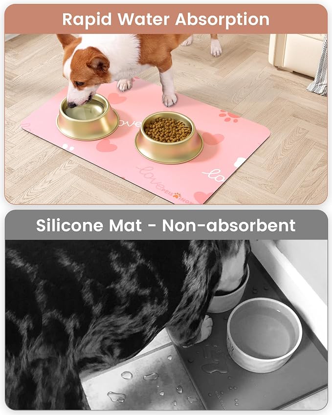 Cat Dog Food Mat, Rapid Water Absorption Dog Mat - Image 3