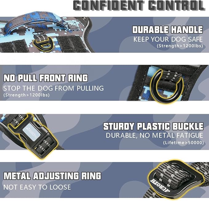 Auroth Tactical Dog Training Harness No Pulling Front Clip Leash Adhesion - Image 2