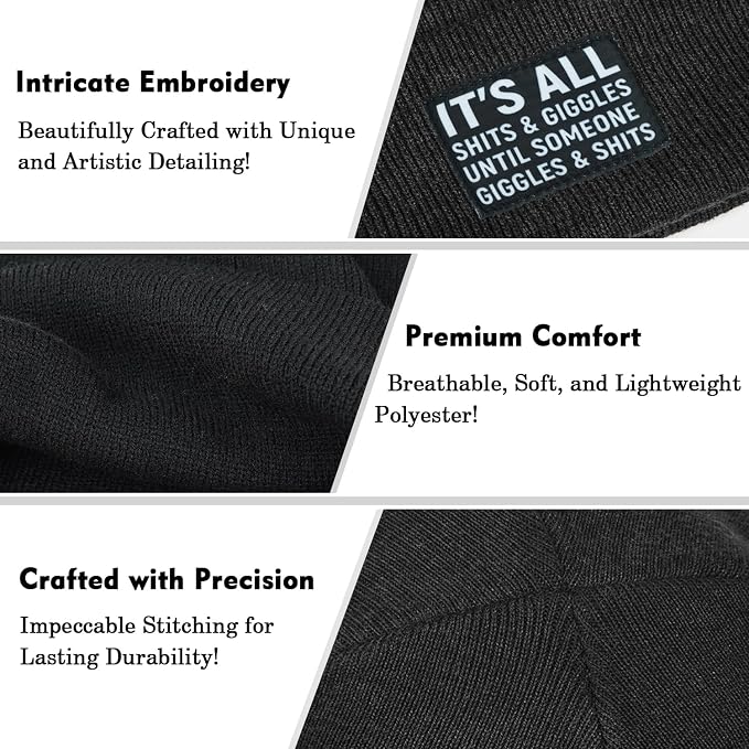 Funny Beanies Warm Knit Hats Fall Winter Black Hip Pop Knit Hat Cap - Image 5