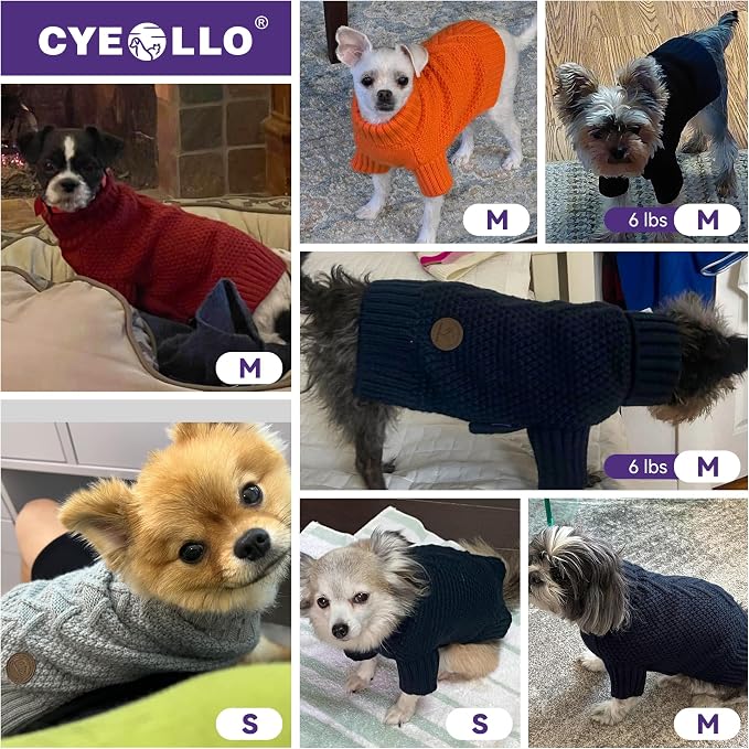 cyeollo Small Dog Christmas Sweater Warm Turtleneck Knitted Pet Winter Dog - Image 6