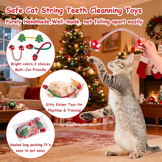 Retro Shaw Catnip Toys, Kitty Xmas Bundle Cat Toys Chew Ropes 3PCS, Catnip - Image 5