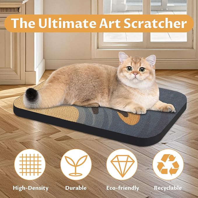 Art Cat Scratcher, Wall-Mountable Cat Scratching Board, Cat Wall Scratcher - Image 4